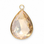 Breloques en acier Inox facett&eacute;e goutte Dor&eacute;-champagne