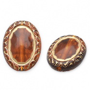 Perles acryliques ovale Marron cognac-dor&eacute;