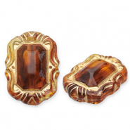 Perles acryliques rectangle Marron cognac-dor&eacute;