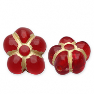 Perles acryliques fleur Rouge-dor&eacute;