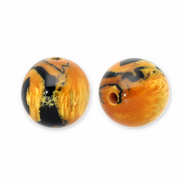 Perles en r&eacute;sine avec pailletes 14mm Orange br&ucirc;l&eacute;e-dor&eacute;-noir