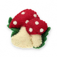 Broches feutrine champignon Rouge-blanc-vert