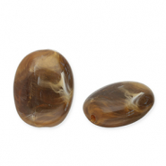 Perles acryliques ovale Marron fonc&eacute;-blanc