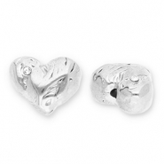 Perles en acier Inox coeur avec strass Argent&eacute;-transparent