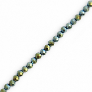 Perles &agrave; facettes rondes 3mm Multicolore vert-AB coating