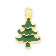 Breloques en m&eacute;tal DQ sapin de No&euml;l Dor&eacute;-vert fonce (sans nickel)
