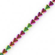 Perles h&eacute;matites c&oelig;ur Violet-vert-AB coating