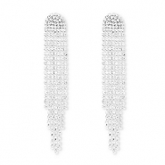 Boucles d'oreilles / puces d&rsquo;oreilles en laiton Eco-brass&reg; avec strass Argent&eacute;-cristal