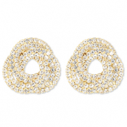 Boucles d'oreilles / puces d&rsquo;oreilles en laiton Eco-brass&reg; avec strass Dor&eacute;-cristal