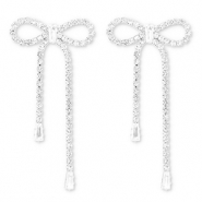 Boucles d'oreilles / puces d&rsquo;oreilles en laiton Eco-brass&reg; avec strass n&oelig;ud Argent&eacute;-cristal