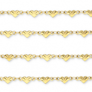 Appr&ecirc;ts en acier Inox cha&icirc;ne maille jaseron coeur Dor&eacute;