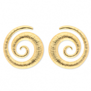 Boucles d'oreilles / puces en acier Inox spirale Dor&eacute;