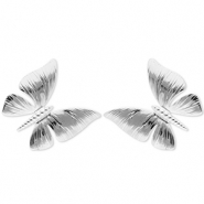 Boucles d'oreilles / puces en acier Inox papillon Argent&eacute;