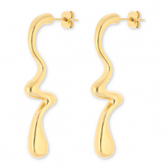Boucles d'oreilles / puces en acier Inox goutte Dor&eacute;