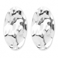 Boucles d'oreilles / puces en acier Inox ovale Argent&eacute;