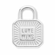 Breloques en acier Inox fermoir "love wins" Argent&eacute;