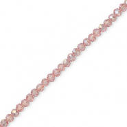 Perles &agrave; facettes 4x3 mm disque Heishi Rose clair-rev&ecirc;tement brillant nacr&eacute;