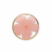 Pendentifs avec fleurs s&eacute;ch&eacute;es Dor&eacute;-rose clair