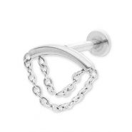 Piercing d&rsquo;oreilles en acier Inox arche avec 2 couches cha&icirc;ne Argent&eacute;