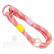 Cordon t&eacute;l&eacute;phonique tendance incl. attache Rose-jaune-lilas-blanc ivoire