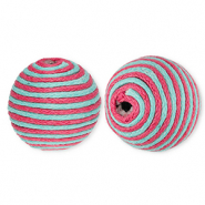 Perles acryliques 22 mm avec fil en coton cir&eacute; wax Bleu-mauve