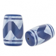 Perles en pierre naturelle Calc&eacute;doine tube vague Bleu-blanc