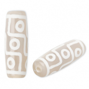 Perles en pierre naturelle Calc&eacute;doine tube Beige sable-blanc