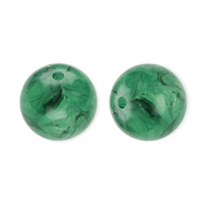 Perles acryliques 12 mm rond Vert fonce-marbr&eacute;