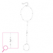 Bracelets en acier Inox lune et &eacute;toile Argent&eacute;-cristal