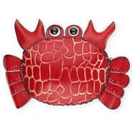 Porte monnaie en cuir crabe Rouge-beige sable-noir-blanc