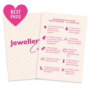 Cartes &agrave; bijoux "Jewellery care" Fran&ccedil;ais Blanc cass&eacute;-rose