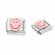 Appr&ecirc;ts en acier inox breloques pour bracelet italien smiley Argent&eacute;-rose clair-violet