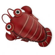 Porte monnaie en cuir homard Rouge-beige sable-noir-blanc