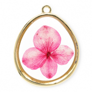 Pendentifs avec fleurs s&eacute;ch&eacute;es en forme d'&oelig;uf Dor&eacute;-rose fonc&eacute;