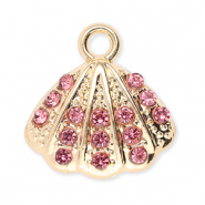 Breloques en m&eacute;tal coquillage avec strass Dor&eacute;-rose