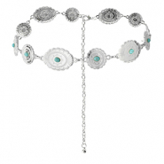 Cha&icirc;nes de taille boh&egrave;me Argent&eacute;-turquoise