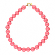 BY31&reg; Colliers en perles acryliques 16mm brillant Pink lemonade 16-1735 TCX-dor&eacute;