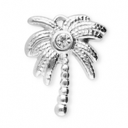 Breloques en acier Inox palmier Argenté-vert foncé