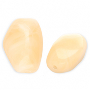 Perles acryliques rectangle Jaune vanille-marbr&eacute;