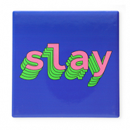BY31&reg; Carreau avec texte "Slay" Bleu-vert-rose