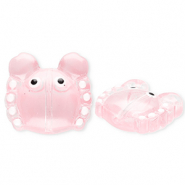 Perles en verre &agrave; la main crabe Rose clair transparent-blanc-noir