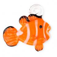 Breloques en verre peintes &agrave; la main poisson clown Orange-blanc-noir