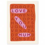 BY31® Cartes à bijoux "Love you mum" Blanc cassé-rouge corail-rose