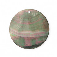 Pendentifs coquillage specials rond Gris fonc&eacute;-blanc