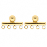 BY31&reg; Appr&ecirc;ts en acier Inox boucles d'oreilles&nbsp;/&nbsp;puces d&rsquo;oreilles barre avec 4 anneaux Dor&eacute;
