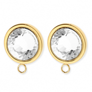BY31&reg; Appr&ecirc;ts en acier Inox boucles d'oreilles&nbsp;/&nbsp;puces d&rsquo;oreilles rond avec cristal avec anneau Dor&eacute;-cristal