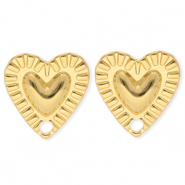 BY31&reg; Appr&ecirc;ts en acier Inox boucles d'oreilles&nbsp;/&nbsp;puces d&rsquo;oreilles coeur avec anneau Dor&eacute;
