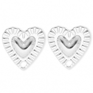 BY31&reg; Appr&ecirc;ts en acier Inox boucles d'oreilles&nbsp;/&nbsp;puces d&rsquo;oreilles coeur avec anneau Argent&eacute;