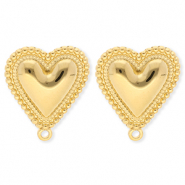 BY31&reg; Appr&ecirc;ts en acier Inox boucles d'oreilles&nbsp;/&nbsp;puces d&rsquo;oreilles coeur avec anneau Dor&eacute;