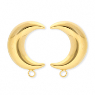 BY31&reg; Appr&ecirc;ts en acier Inox boucles d'oreilles&nbsp;/&nbsp;puces d&rsquo;oreilles lune avec anneau Dor&eacute;